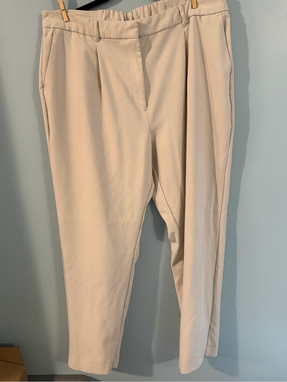 Old Navy Cream High-Waist Tailored Trousers